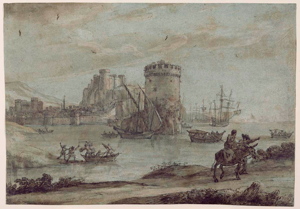 Figures in a Landscape before a Harbor Gm-00000301