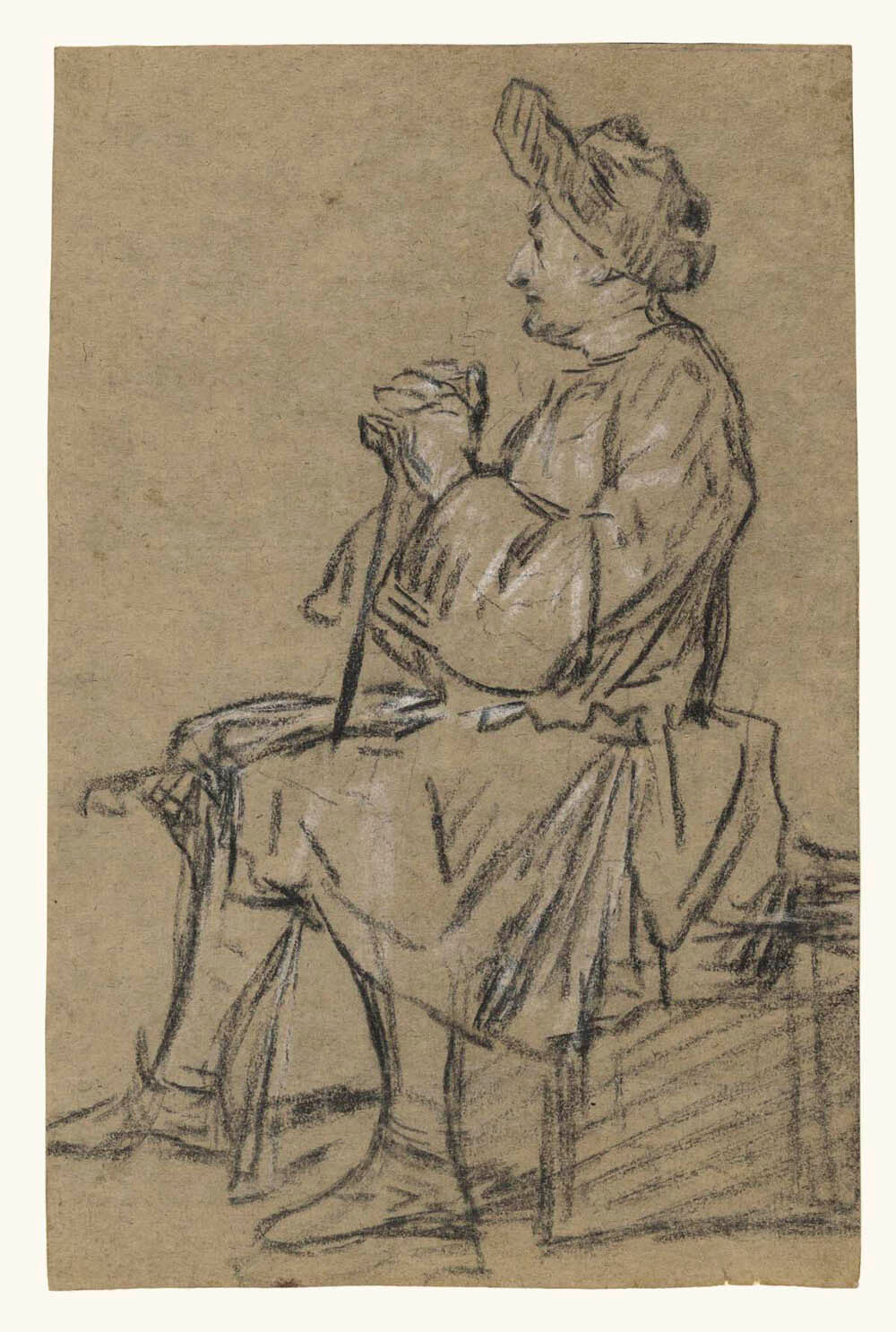 Study of a Seated Man (recto); Study of a Male Nude (verso) Gm-00012801