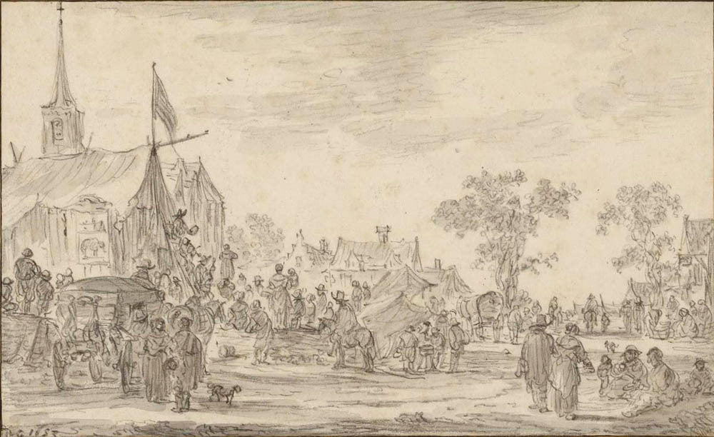 A Village Festival with Musicians Playing Outside a Tent Gm-00014201