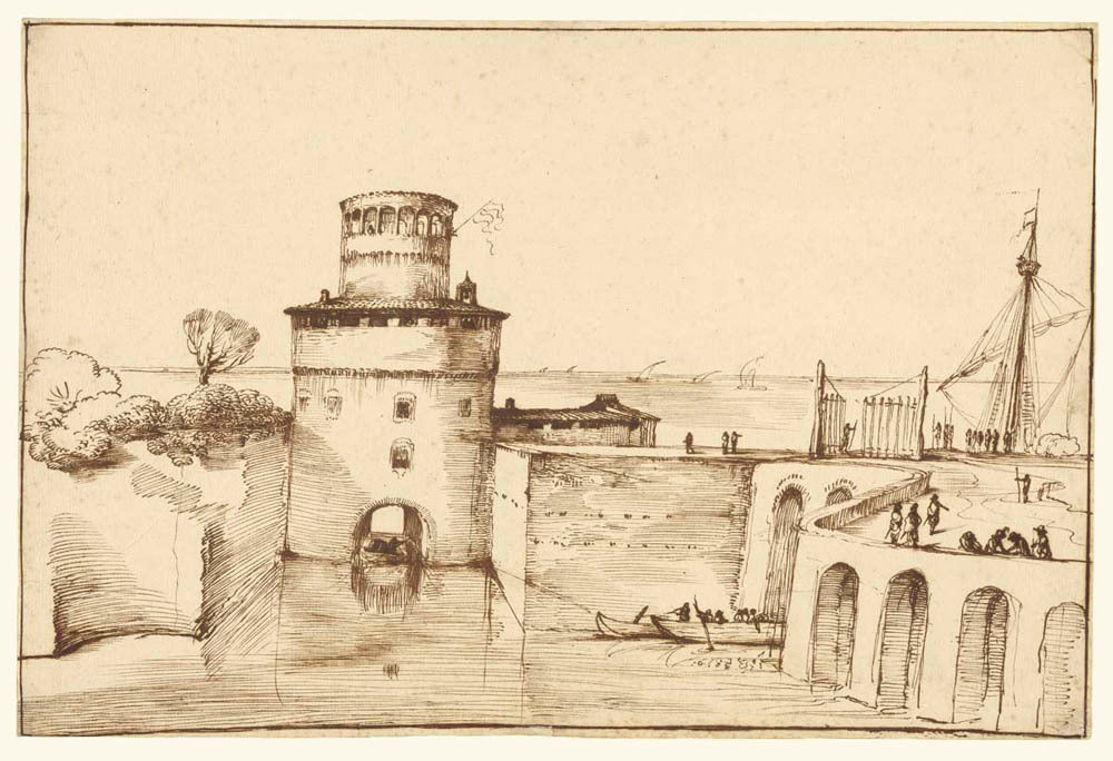 Landscape with a View of a Fortified Port Gm-00014601