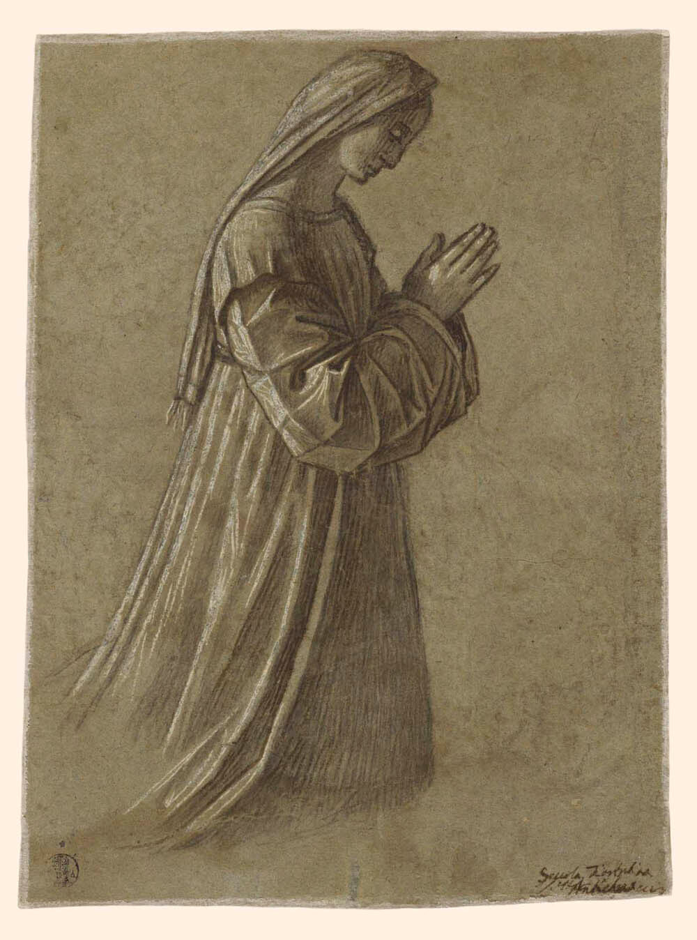 Study of the Virgin (recto); Study of the Virgin and of Hands (verso) Gm-00020101