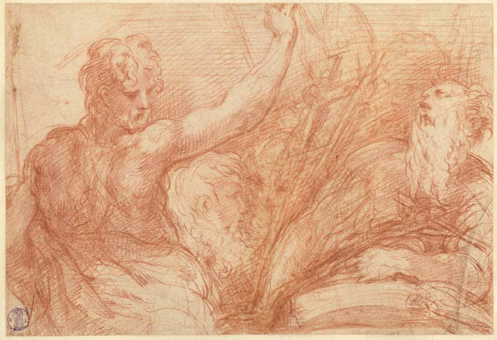 Studies of Saints John the Baptist and Jerome, a Crucifix, and Various Heads (recto); Studies of the Christ Child, a Crucifix, and a Dog (verso) Gm-00020201