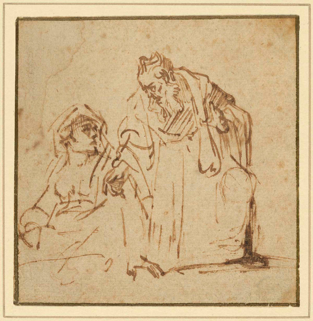 Study of a Man Talking to a Woman Seated on the Left Gm-00021001