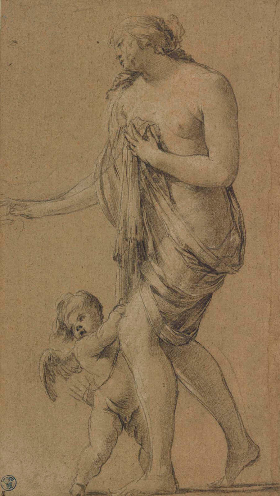 Study of a Female Figure with a Putto (recto); Study of a Male Nude (verso) Gm-00022801