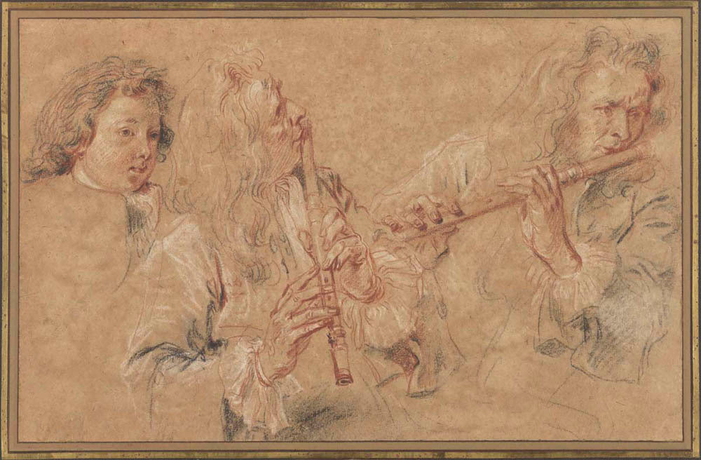 Two Studies of a Flutist and a Study of the Head of a Boy Gm-00023701