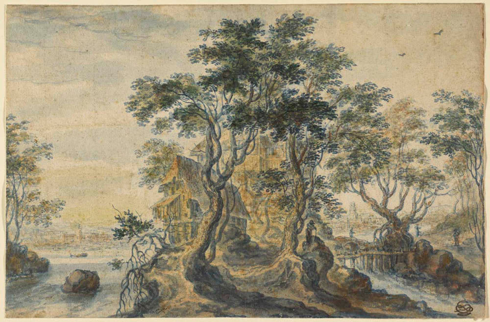 River Landscape with House on a Rocky Island Gm-00024101