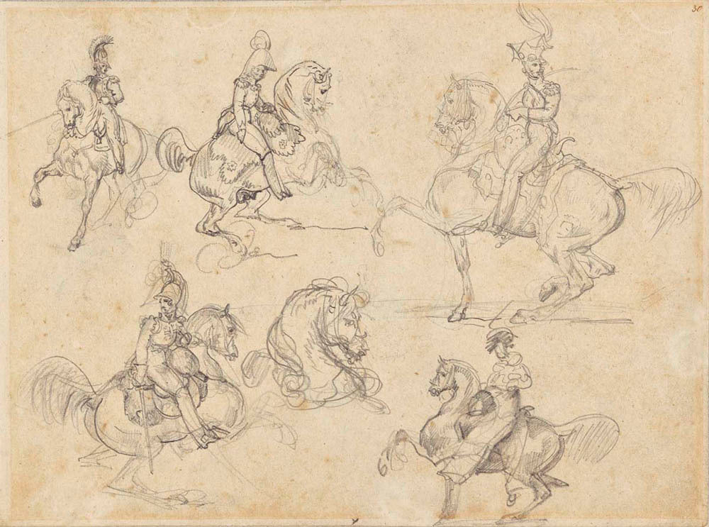 Horses and Riders (recto); Horses (verso) Gm-00024601