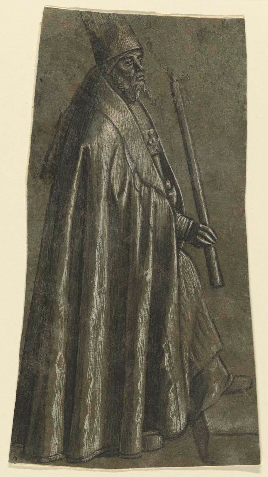 Bishop Holding a Candle (recto); Draped Legs (verso) Gm-00025301