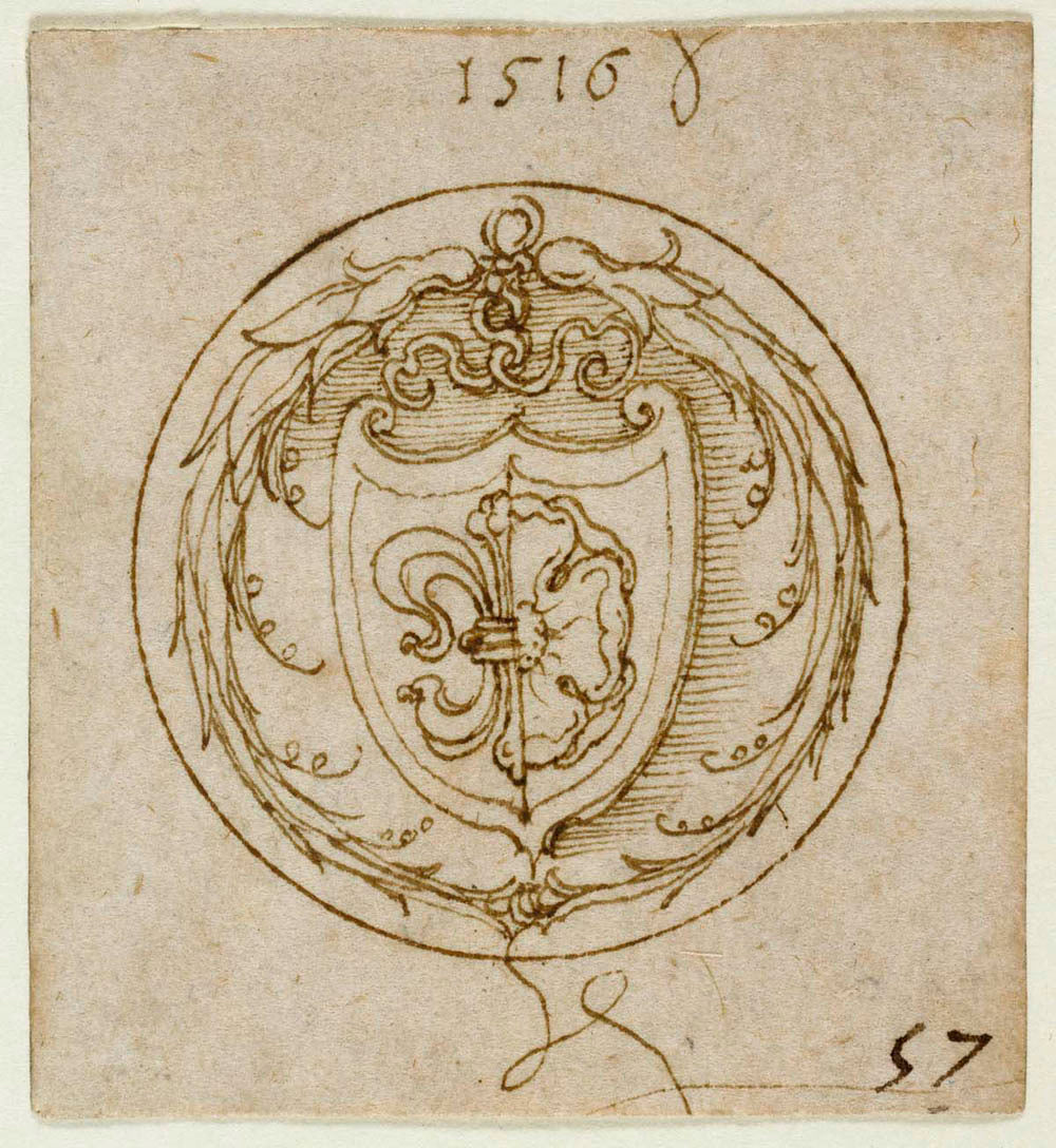 Design for an Ornament or Signet Ring with the Arms of Lazarus Spengler Gm-00028001