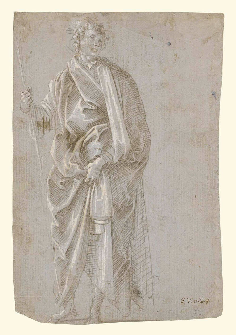 Standing Saint (recto); Studies of Christ at the Column, a Nude from Behind, and Various Figures (verso) Gm-00033701