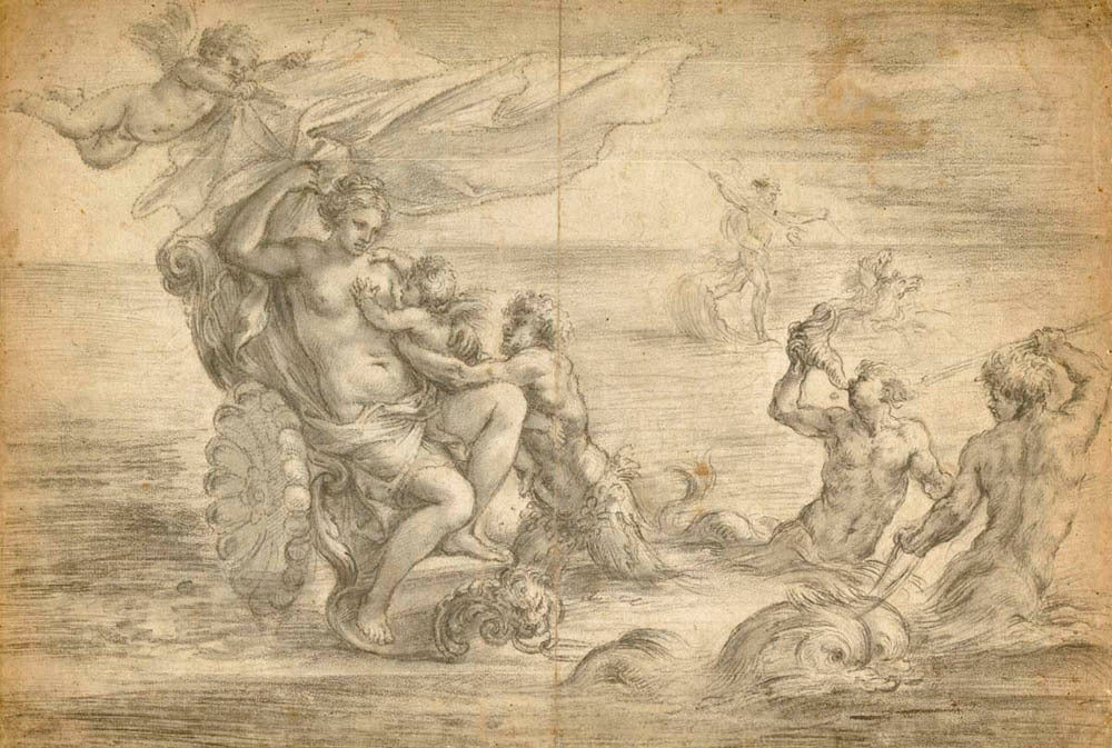 Venus Seated in Her Sea Chariot Suckling Cupid Gm-00036101