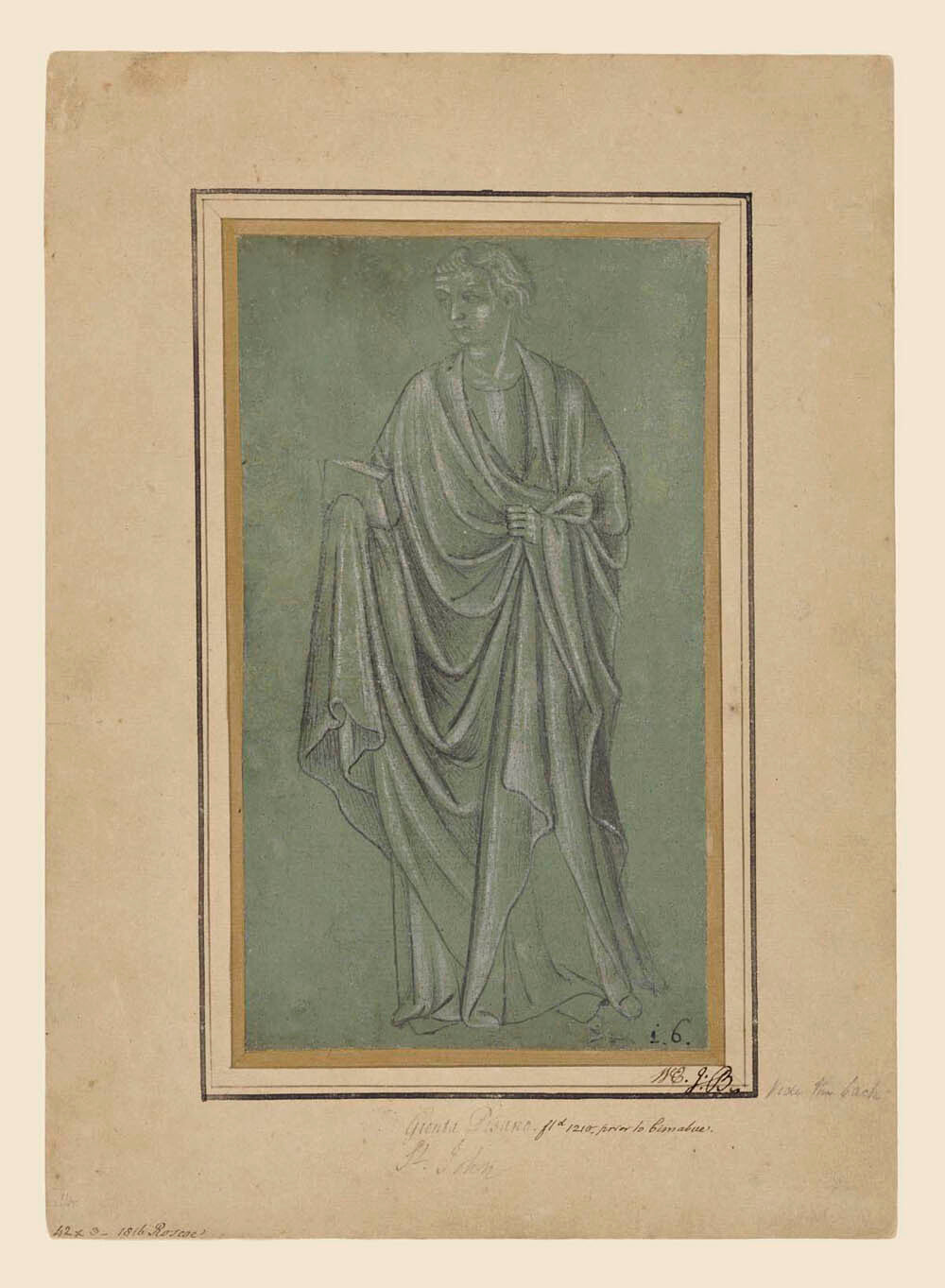 A Draped Figure Holding a Book Gm-00045201