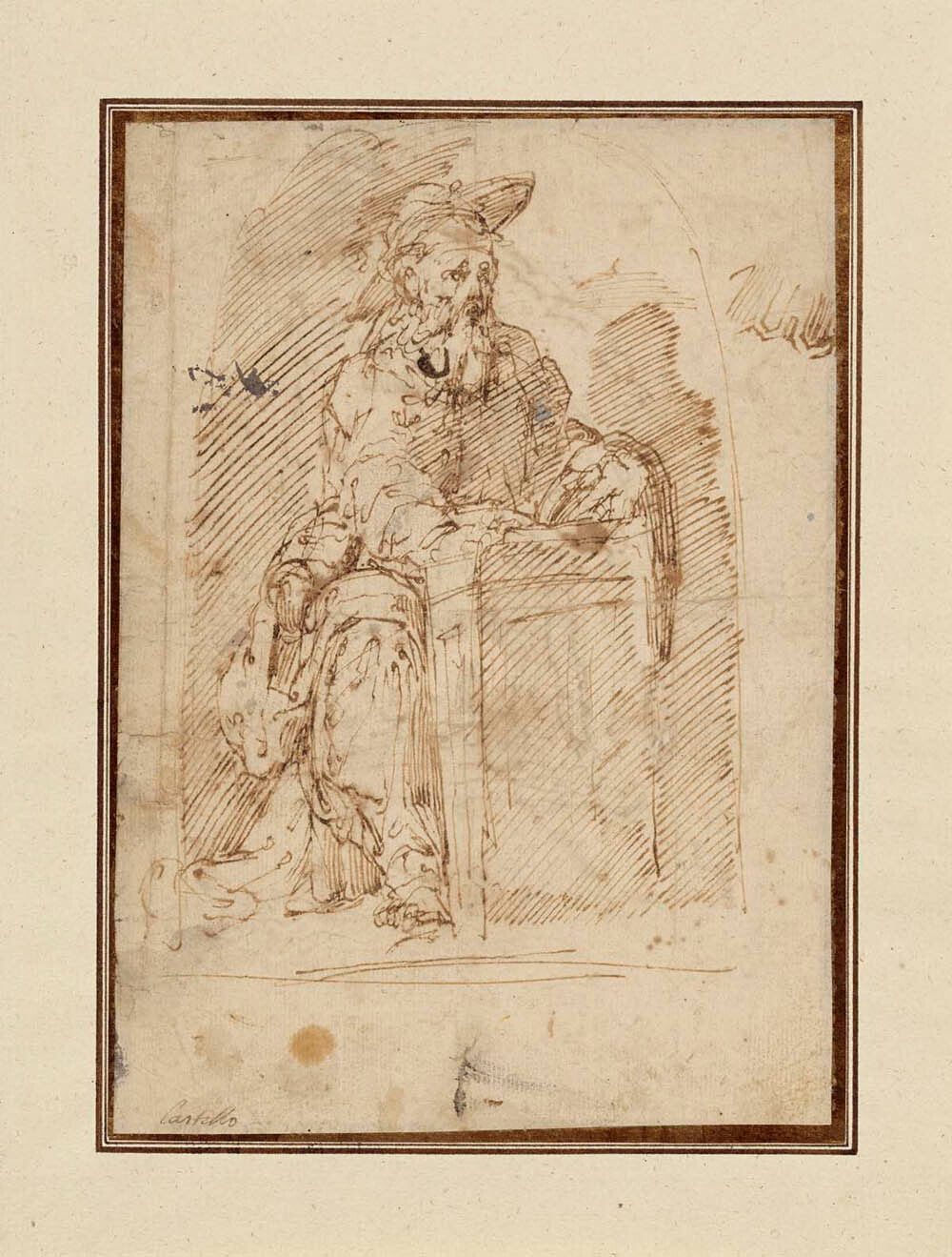 St. Jerome (recto); Kneeling Male Nude, with His Head and Shoulders Leaning Back (verso) Gm-00046701