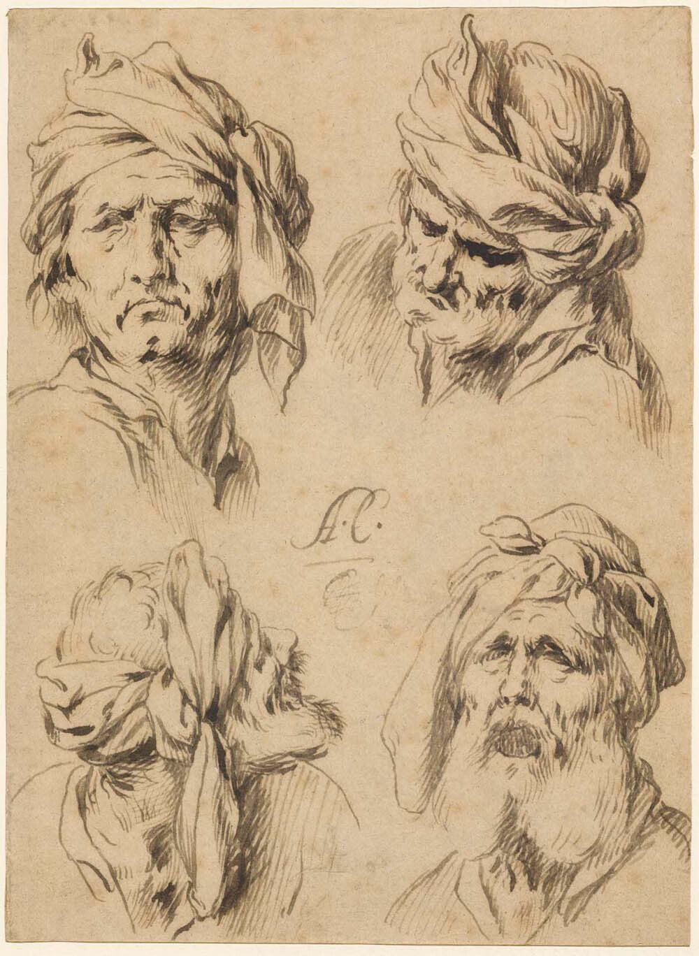 Studies of Four Male Heads Gm-00047101