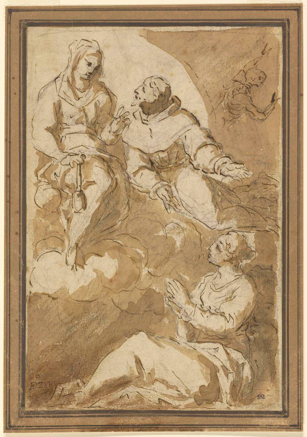 St. Francis (?) Interceding with the Virgin on behalf of a Female Saint Gm-00048001