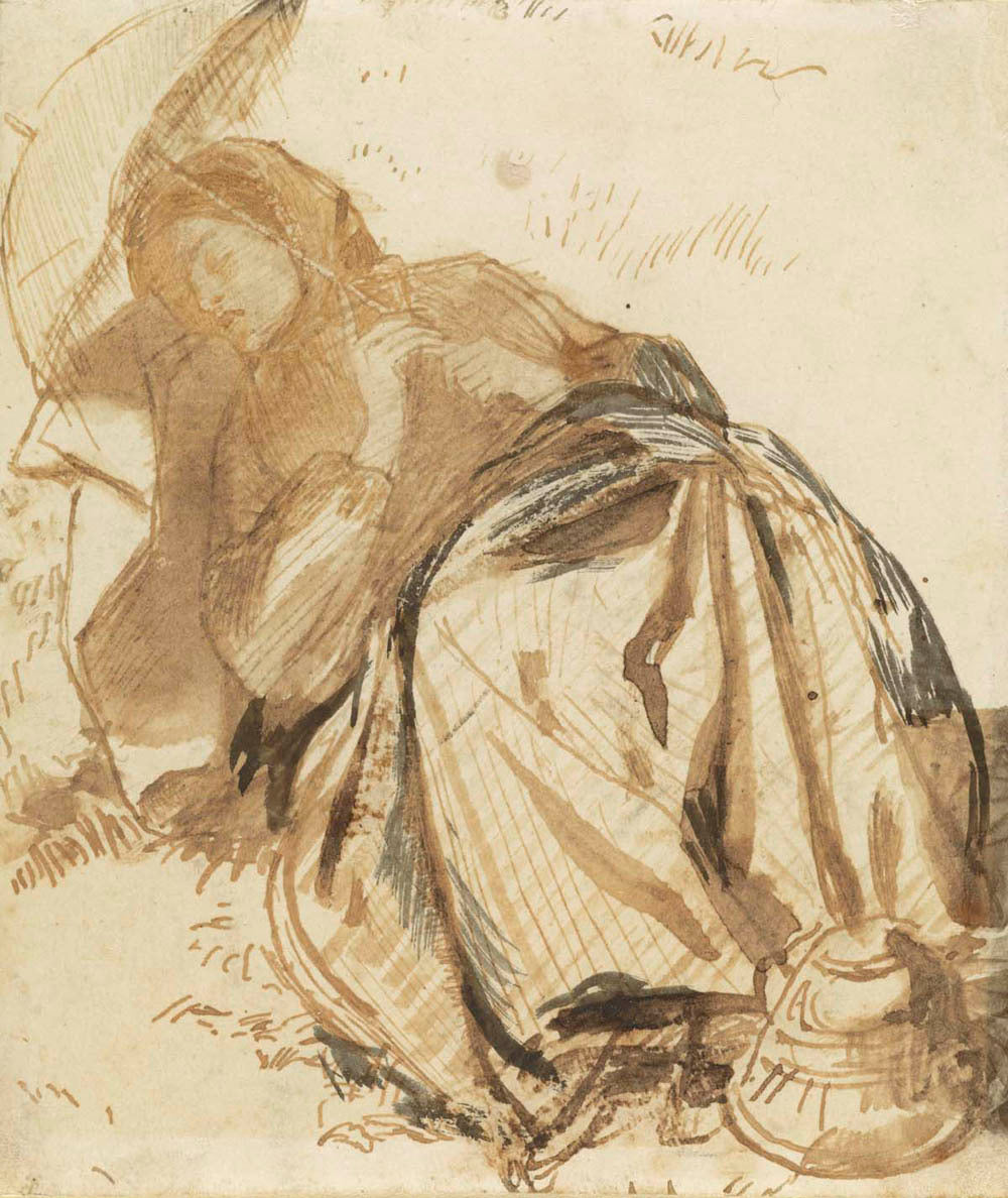 Portrait of Elizabeth Siddal Resting, Holding a Parasol Gm-00049801