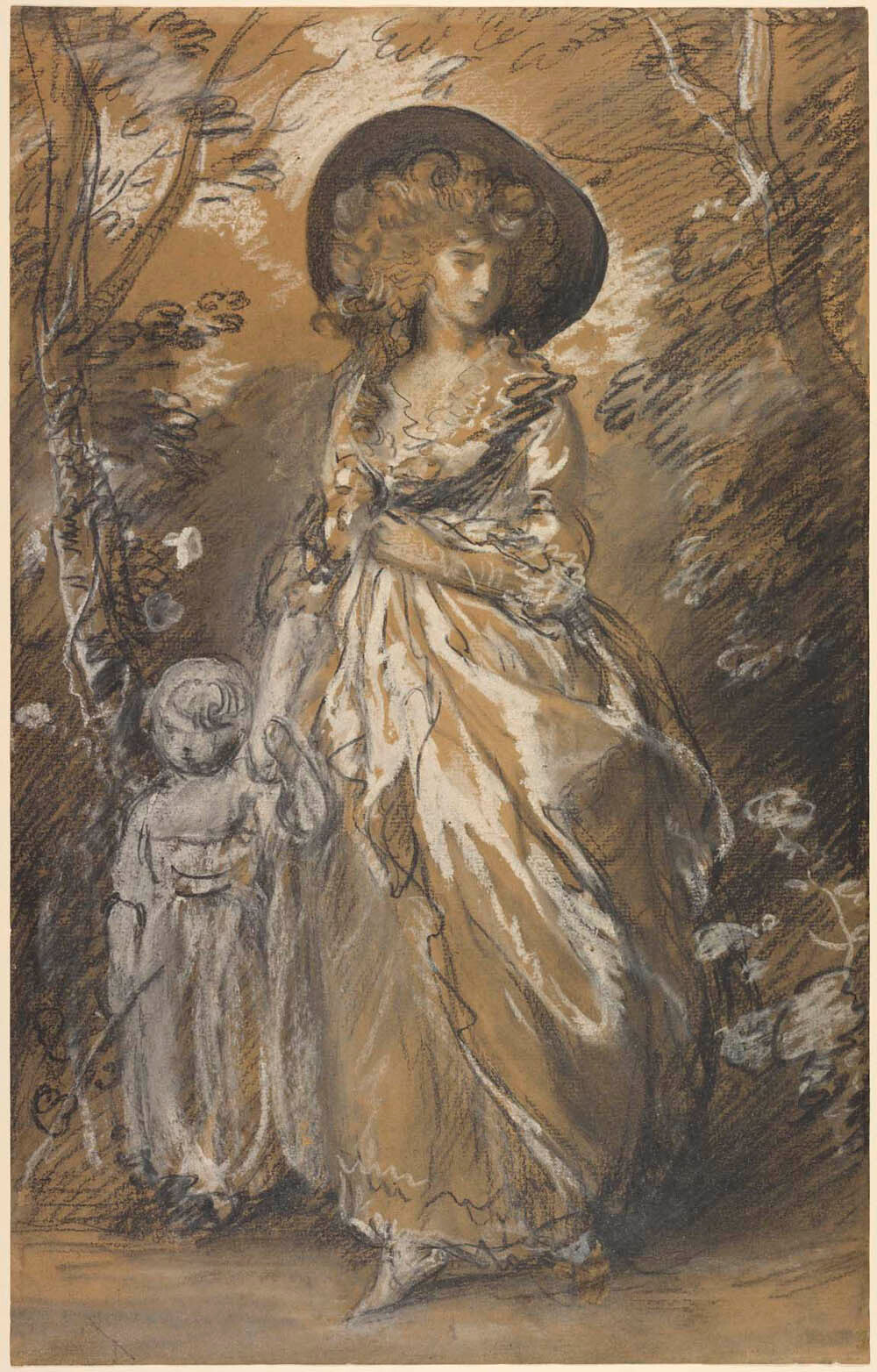 A Lady Walking in a Garden with a Child Gm-00051001