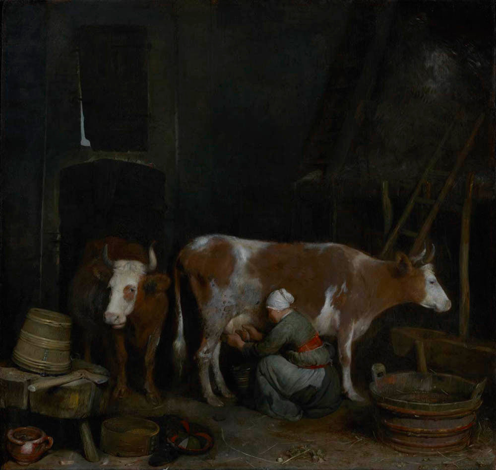 A Maid Milking a Cow in a Barn Gm-00083001