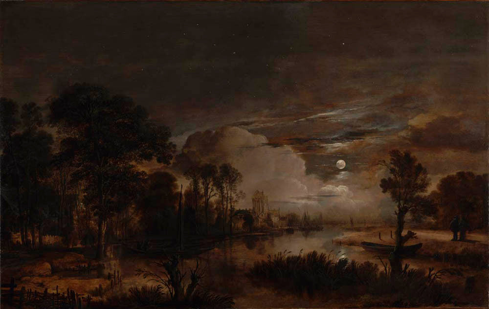 Moonlit Landscape with a View of the New Amstel River and Castle Kostverloren Gm-13616601