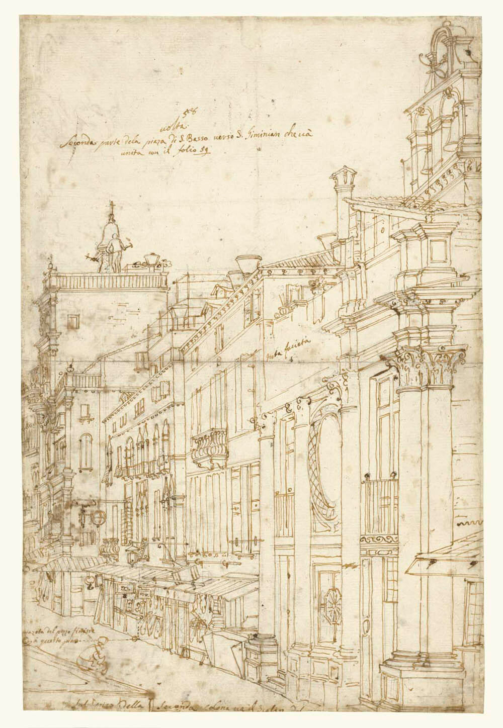 The Campo S. Basso: The North Side with the Church (recto); A Market Scene (verso) Gm-13684501