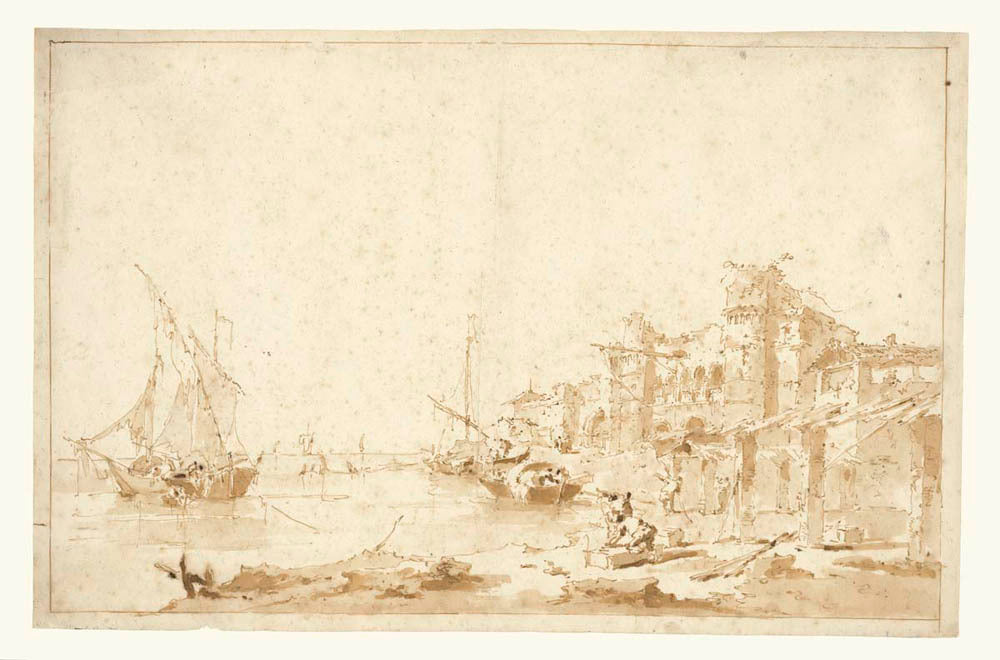 An Imaginary View of a Venetian Lagoon, with a Fortress by the Shore Gm-14600501