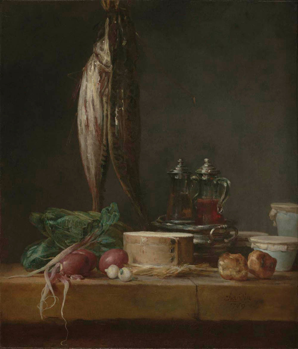 Still Life with Fish, Vegetables, Gougères, Pots, and Cruets on a Table Gm-22036401