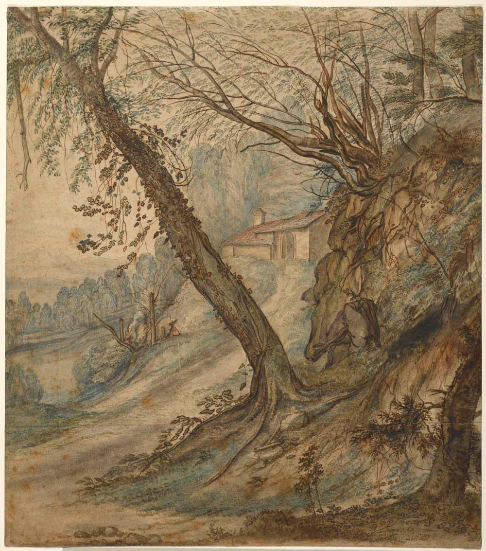 A Wooded Landscape with a Path to a House Gm-25380401