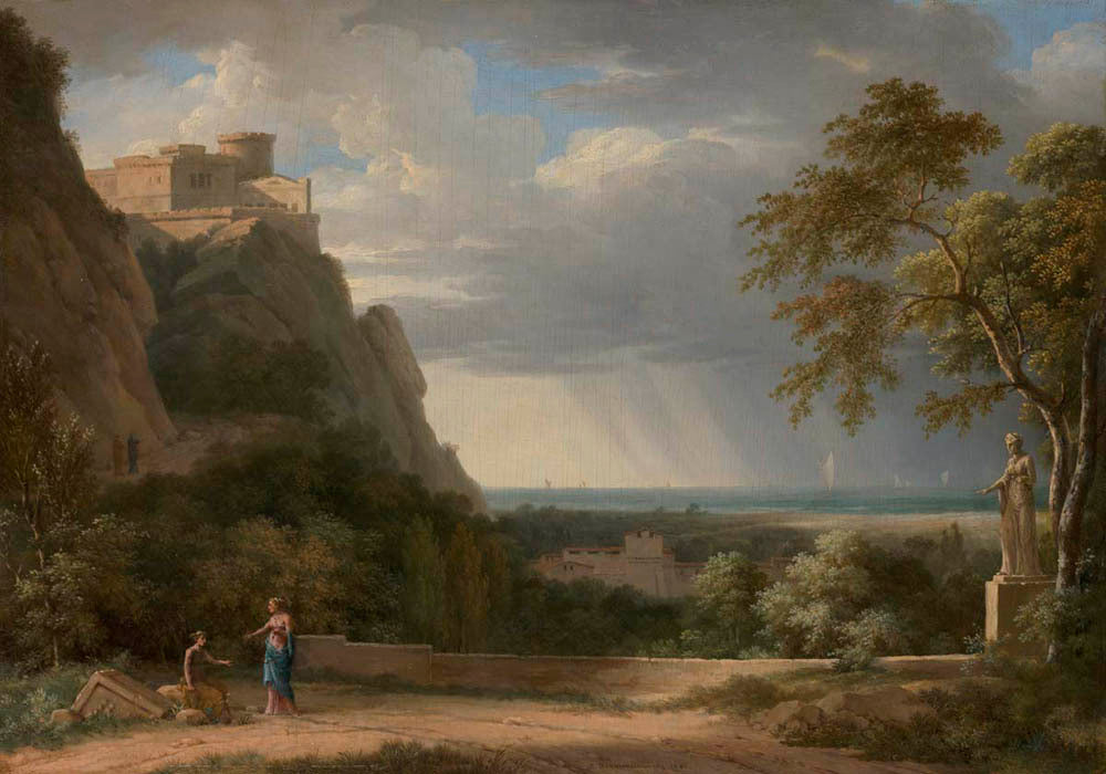 Classical Landscape with Figures and Sculpture Gm-25687101