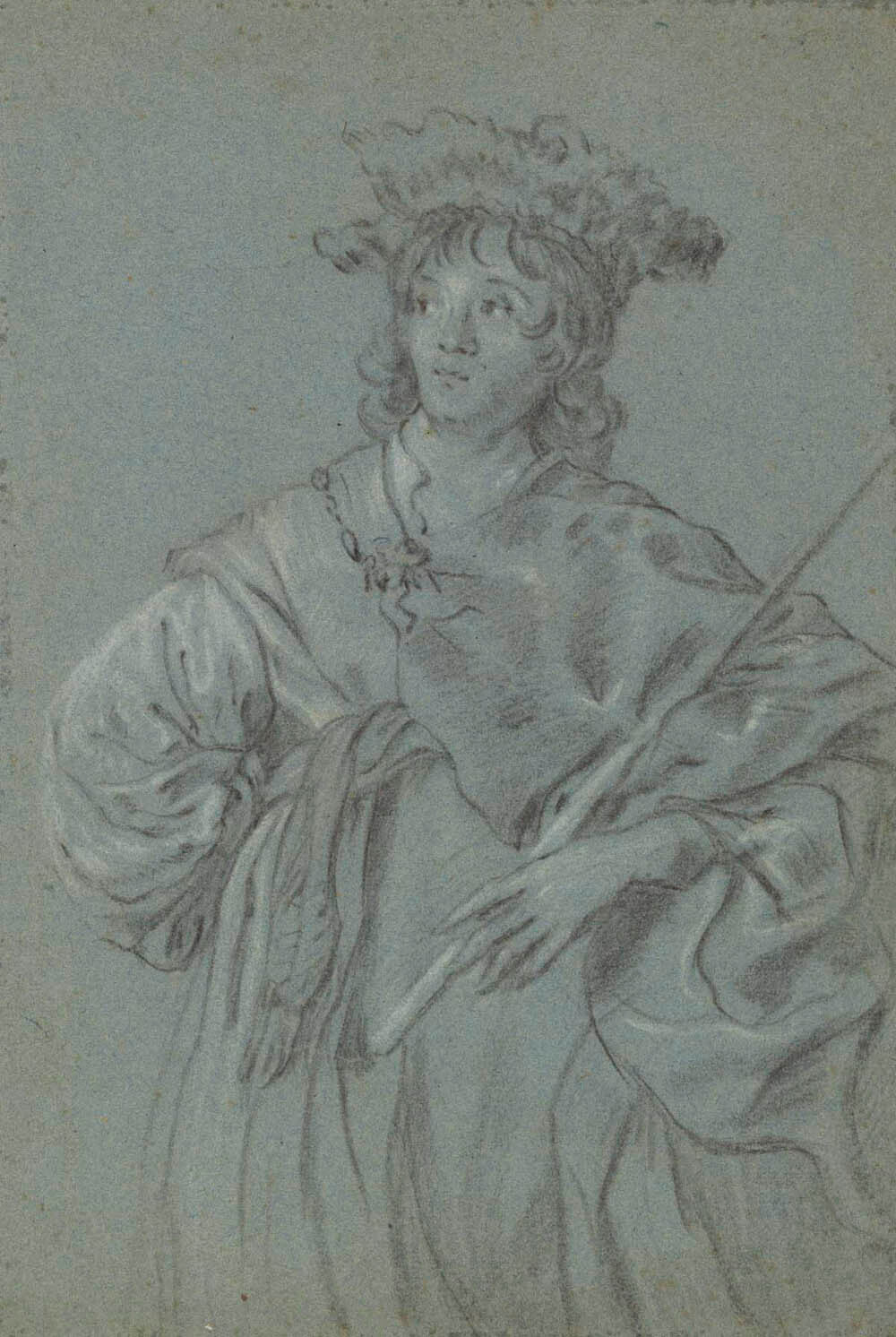 A Young Man with a Fur Hat Holding a Staff (recto); Study of the Head of a Man with a White Collar (verso) Gm-31329401