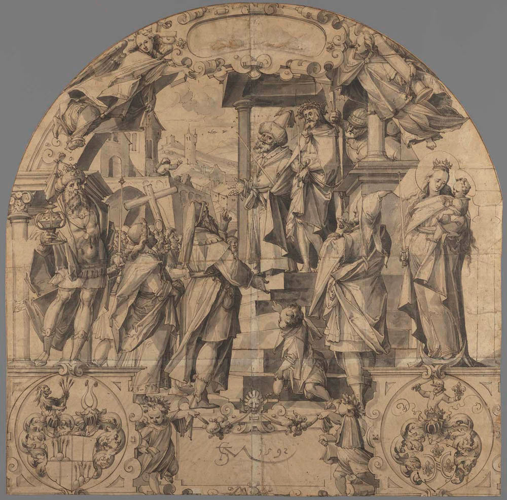 Ecce Homo, the king Caspar, the Virgin and Child and the Arms of the Families Kündig and Pfyffer Gm-37101101